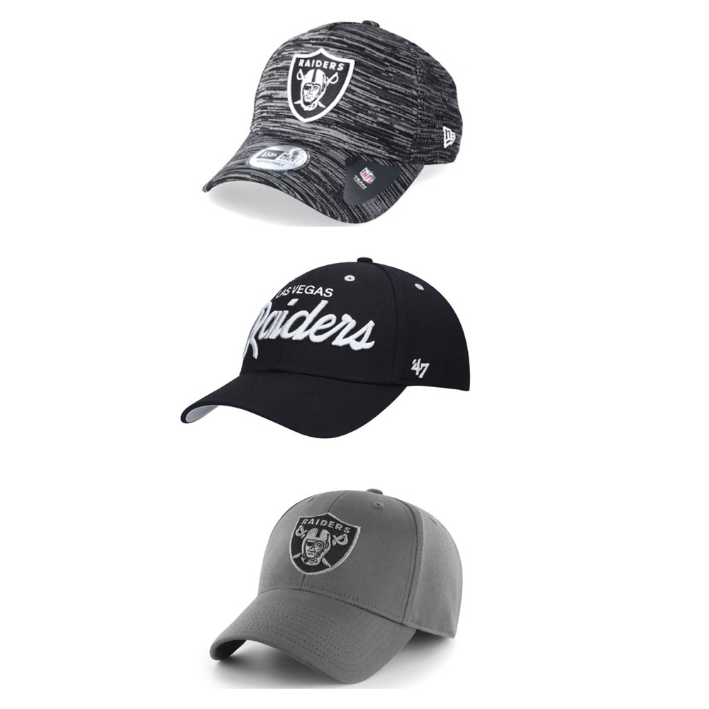 3 Las Vegas Raiders Unisex Caps Bundle